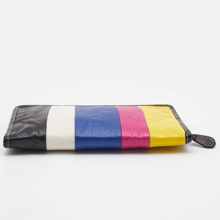 Pre Owned Balenciaga Multicolour Stripe Leather Bazar Pouch