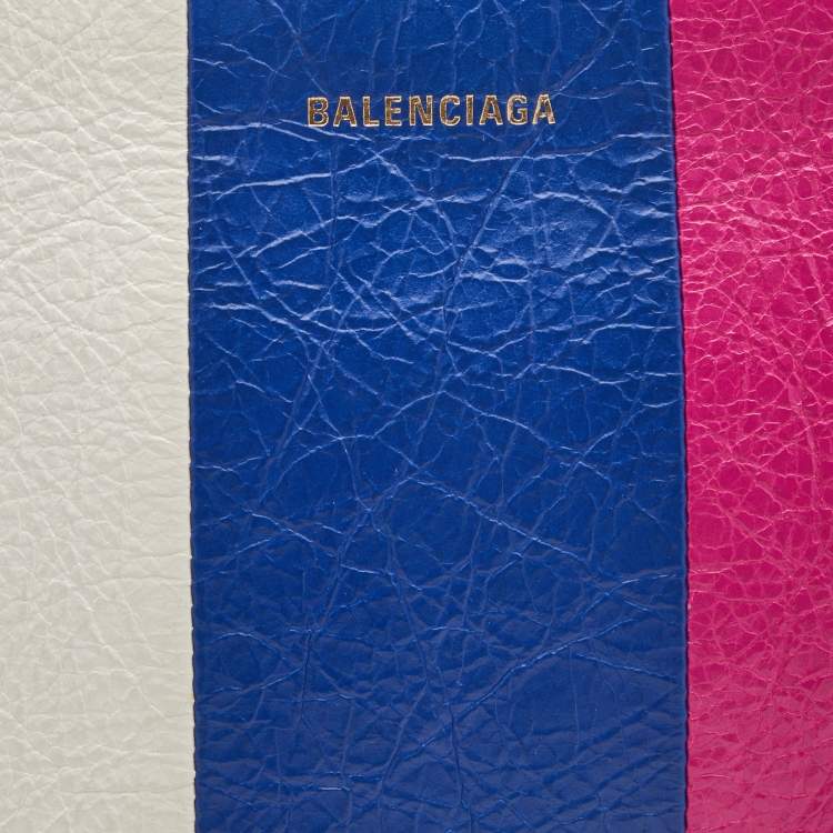 Pre Owned Balenciaga Multicolour Stripe Leather Bazar Pouch