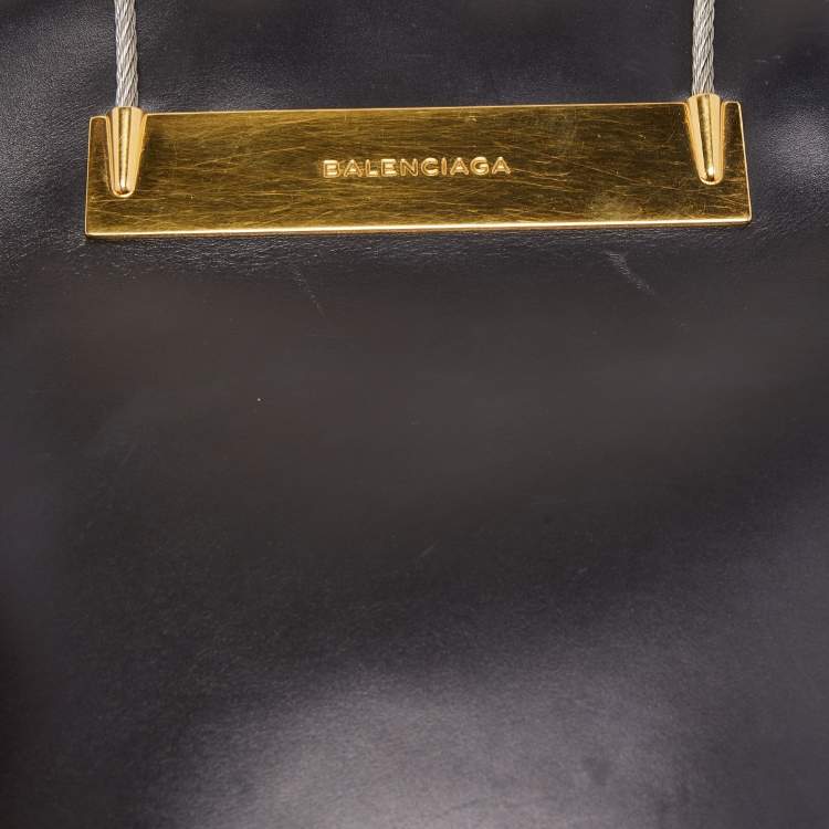 Pre Owned Balenciaga Black Leather Small Cable Shopper Tote