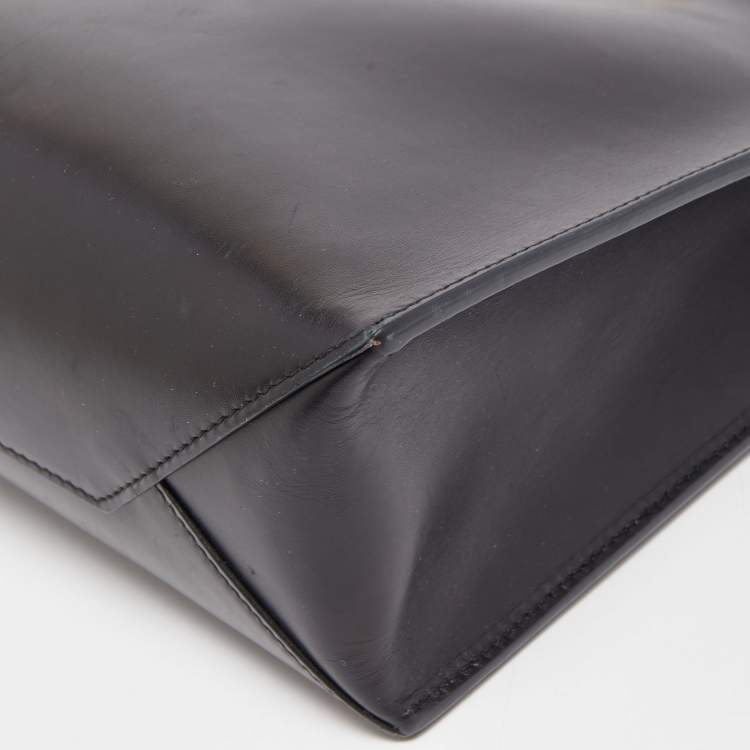 Pre Owned Balenciaga Black Leather Small Cable Shopper Tote