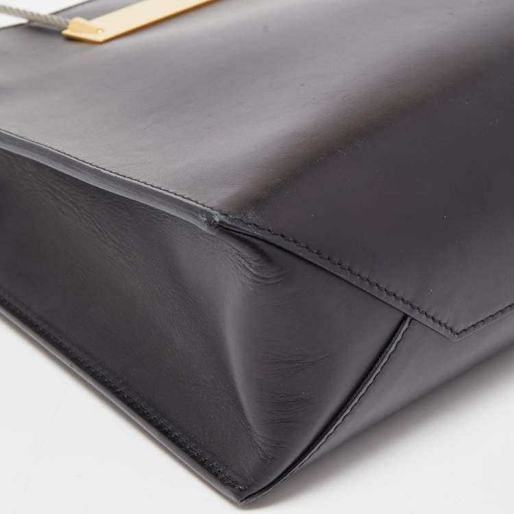 Pre Owned Balenciaga Black Leather Small Cable Shopper Tote