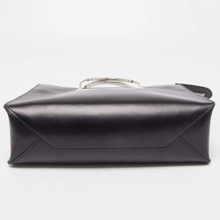 Pre Owned Balenciaga Black Leather Small Cable Shopper Tote