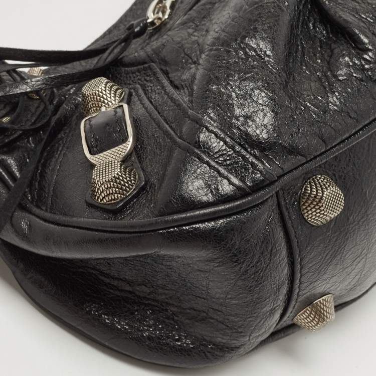 Pre Owned Balenciaga Black Glossy Leather Le Cagole Small Shoulder Bag