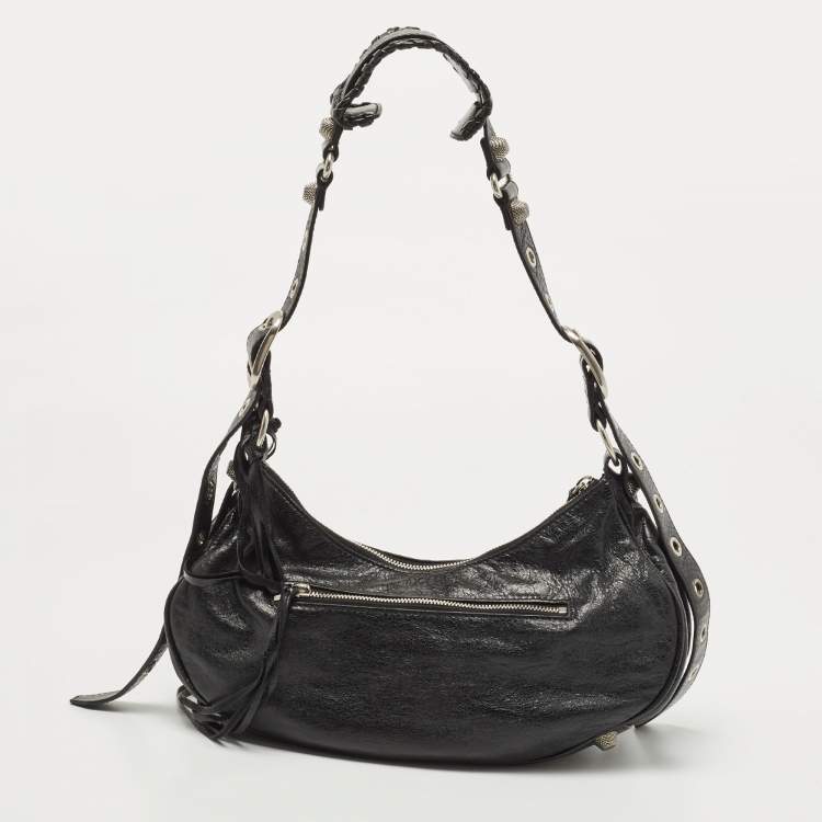 Pre Owned Balenciaga Black Glossy Leather Le Cagole Small Shoulder Bag