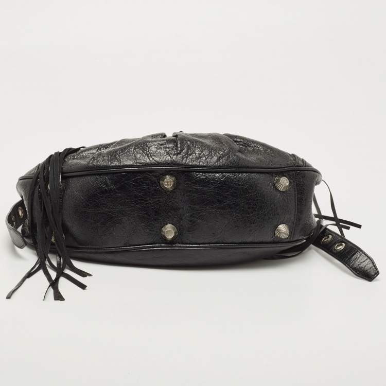 Pre Owned Balenciaga Black Glossy Leather Le Cagole Small Shoulder Bag