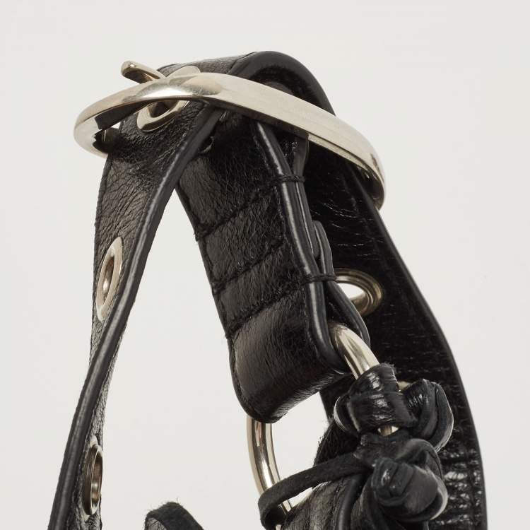 Pre Owned Balenciaga Black Glossy Leather Le Cagole Small Shoulder Bag