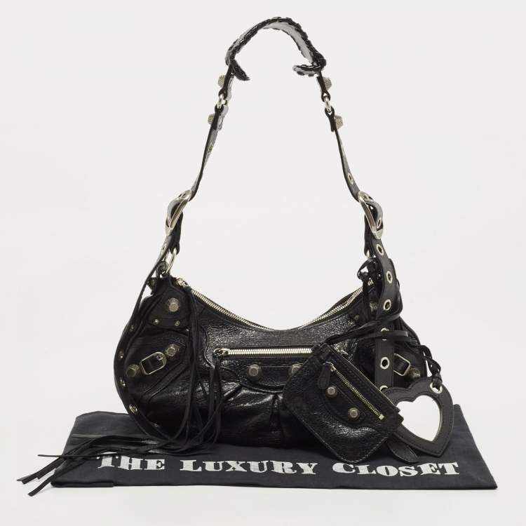 Pre Owned Balenciaga Black Glossy Leather Le Cagole Small Shoulder Bag