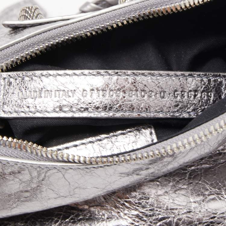 Pre Owned Balenciaga Silver Leather XS Le Cagole Shoulder Bag