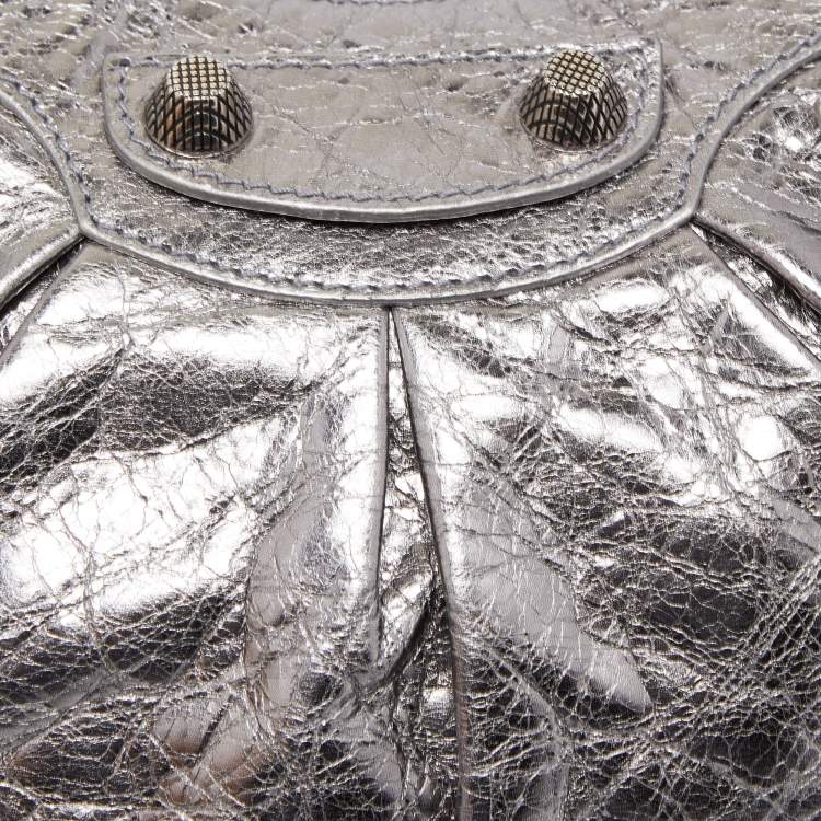 Pre Owned Balenciaga Silver Leather XS Le Cagole Shoulder Bag