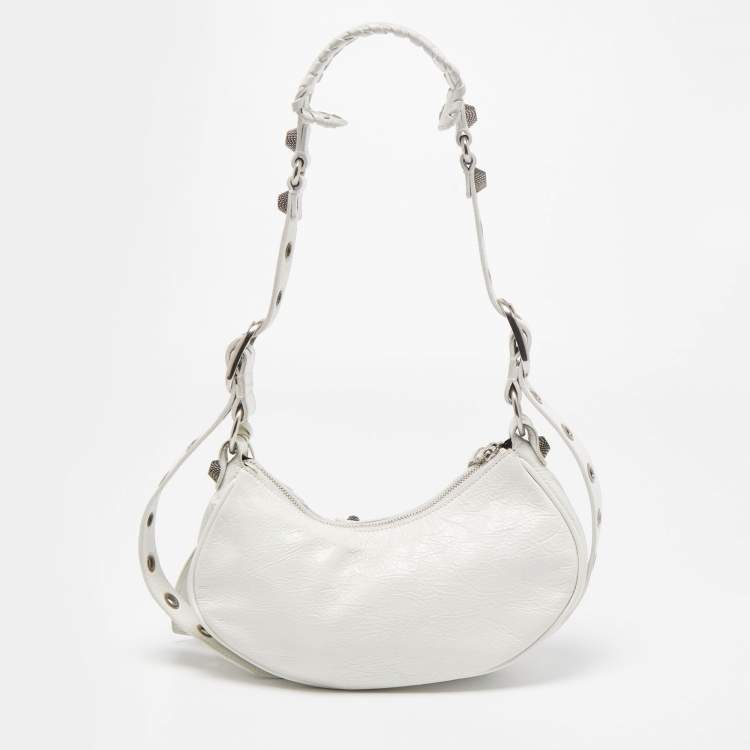 Pre Owned Balenciaga White Leather XS Le Cagole Shoulder Bag