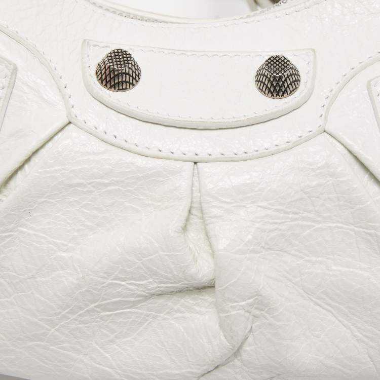 Pre Owned Balenciaga White Leather XS Le Cagole Shoulder Bag