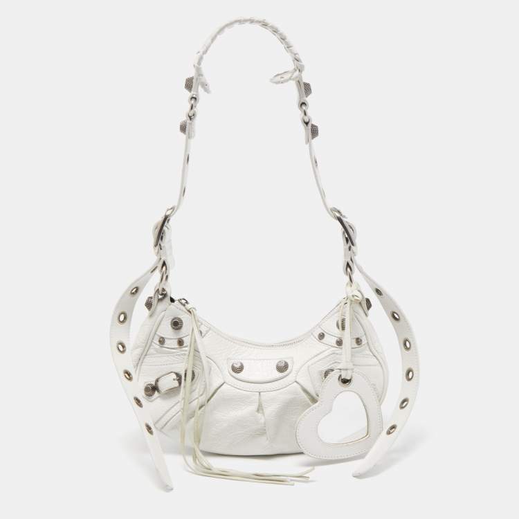 Pre Owned Balenciaga White Leather XS Le Cagole Shoulder Bag