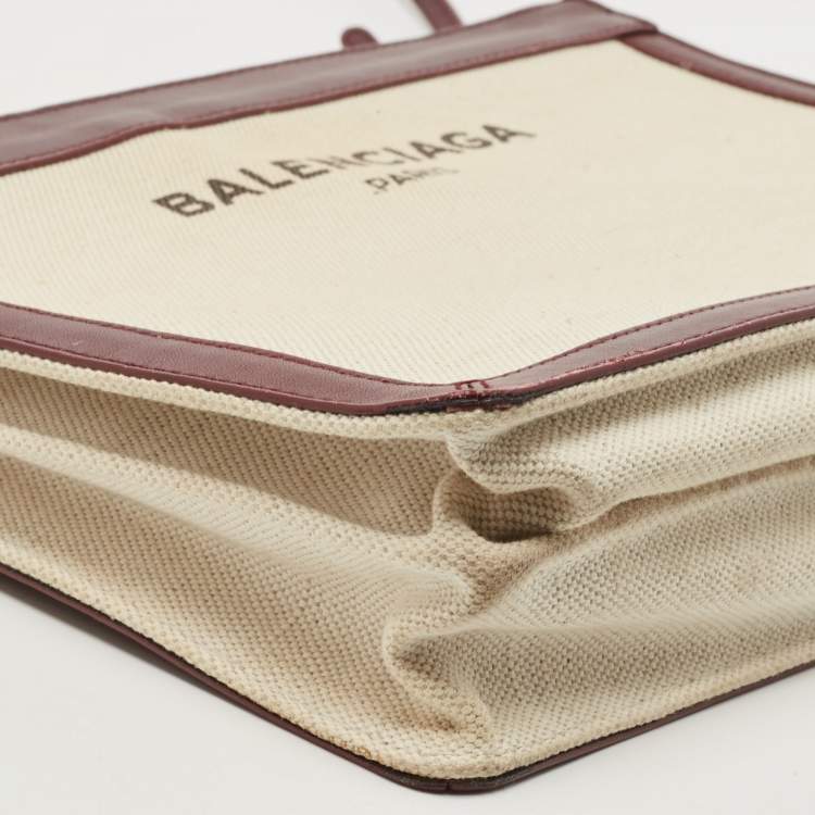 Pre Owned Balenciaga Maroon/Beige Canvas and Leather AJ Clutch
