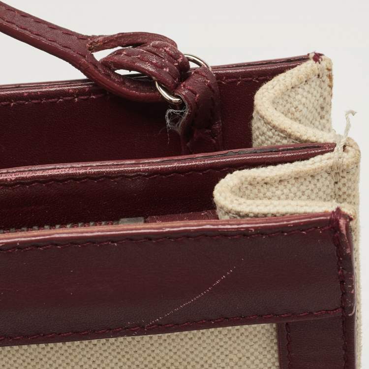 Pre Owned Balenciaga Maroon/Beige Canvas and Leather AJ Clutch