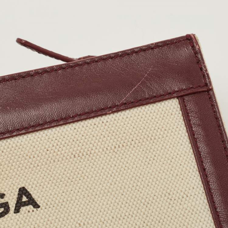 Pre Owned Balenciaga Maroon/Beige Canvas and Leather AJ Clutch
