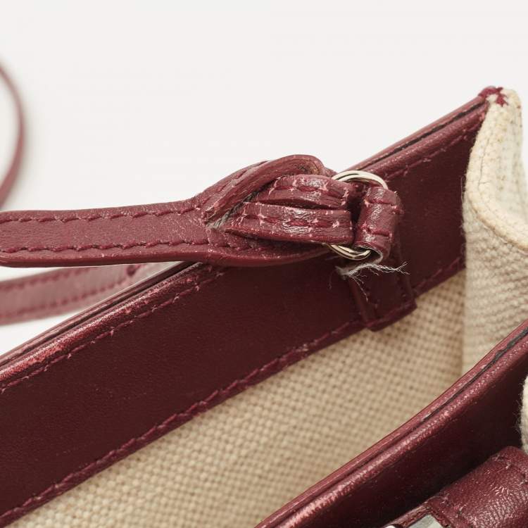 Pre Owned Balenciaga Maroon/Beige Canvas and Leather AJ Clutch