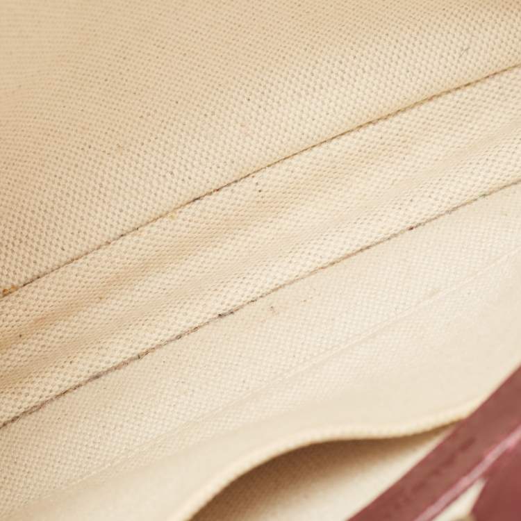 Pre Owned Balenciaga Maroon/Beige Canvas and Leather AJ Clutch