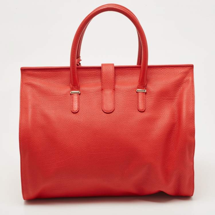 Pre Owned Balenciaga Red Leather Tube Clasp Satchel