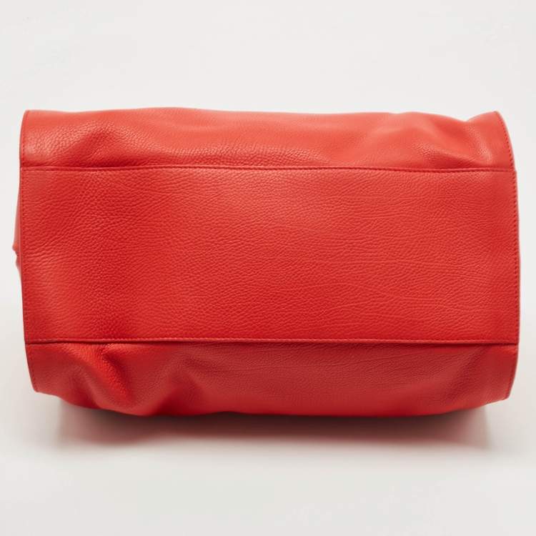 Pre Owned Balenciaga Red Leather Tube Clasp Satchel
