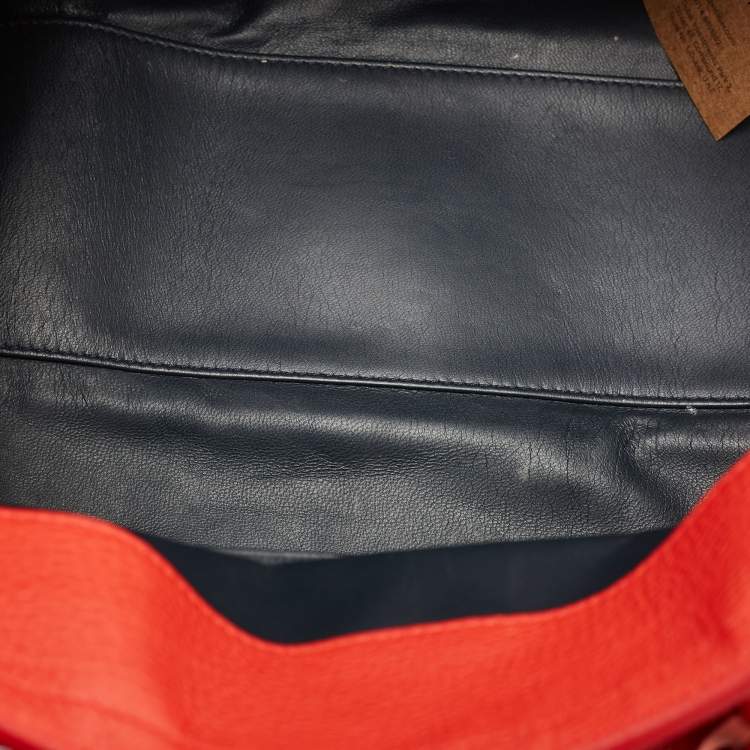 Pre Owned Balenciaga Red Leather Tube Clasp Satchel