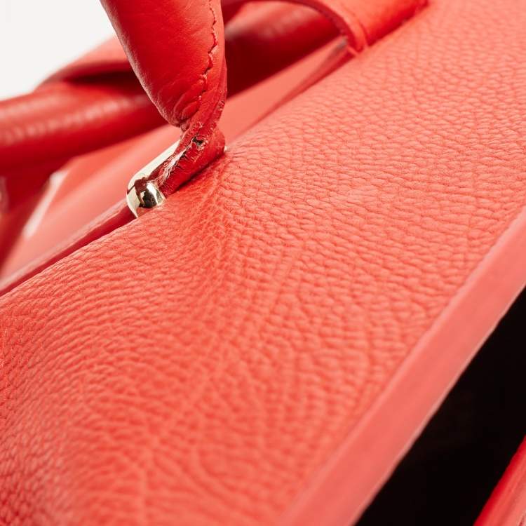 Pre Owned Balenciaga Red Leather Tube Clasp Satchel