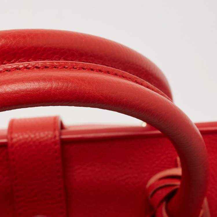 Pre Owned Balenciaga Red Leather Tube Clasp Satchel
