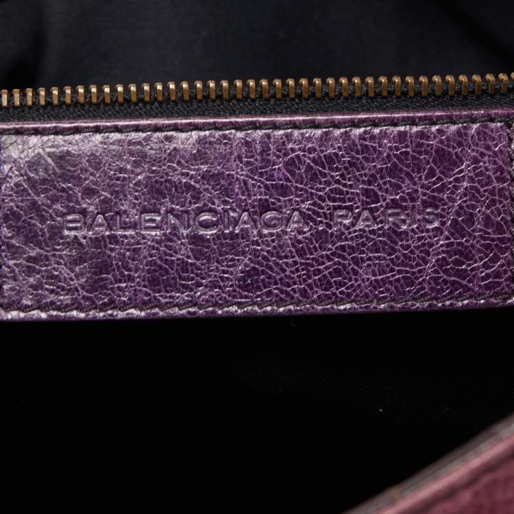 Pre Owned Balenciaga Purple Leather Rh Step Bag 