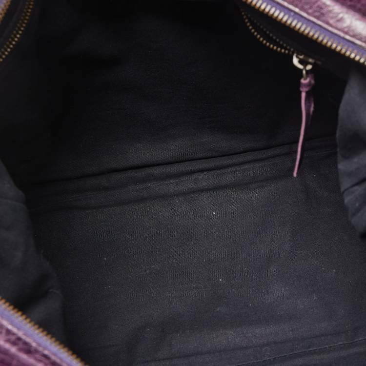Pre Owned Balenciaga Purple Leather Rh Step Bag 