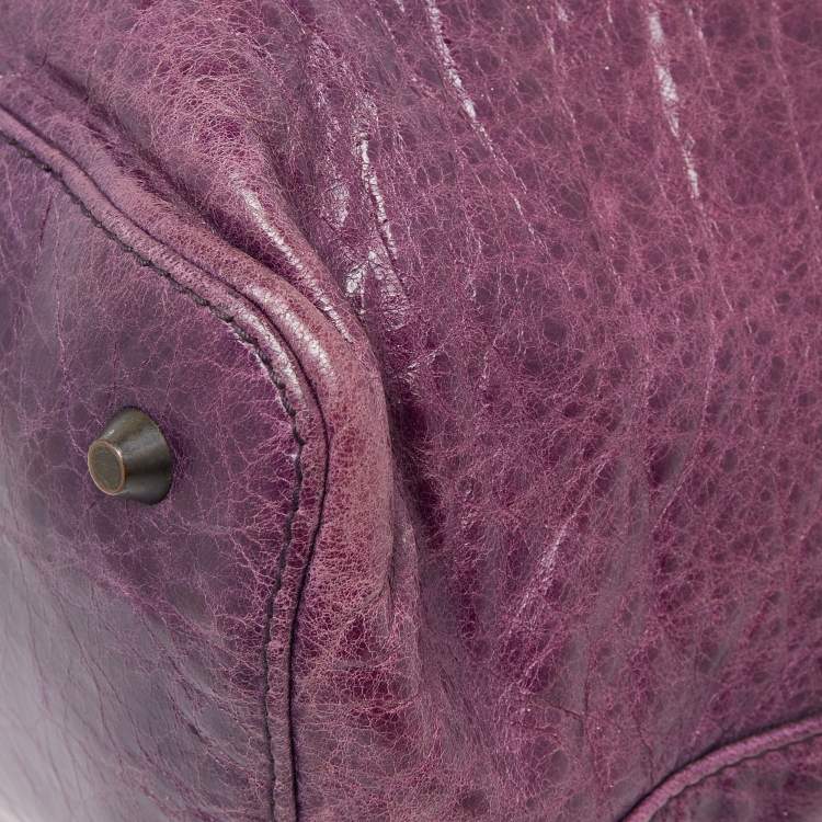 Pre Owned Balenciaga Purple Leather Rh Step Bag 