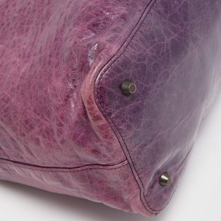 Pre Owned Balenciaga Purple Leather Rh Step Bag 