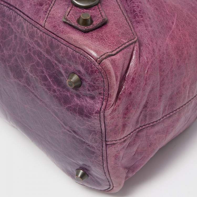 Pre Owned Balenciaga Purple Leather Rh Step Bag 