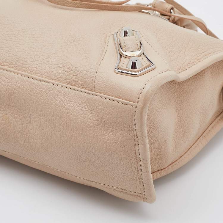 Pre Owned Balenciaga Praline Leather Small Metallic Edge City Bag