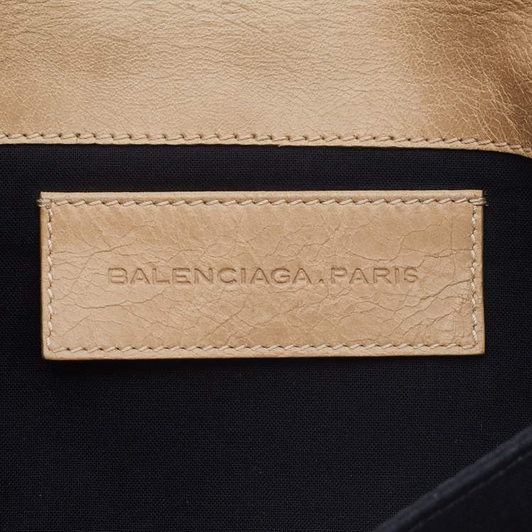 Pre Owned Balenciaga Praline Leather GGH Envelope Clutch