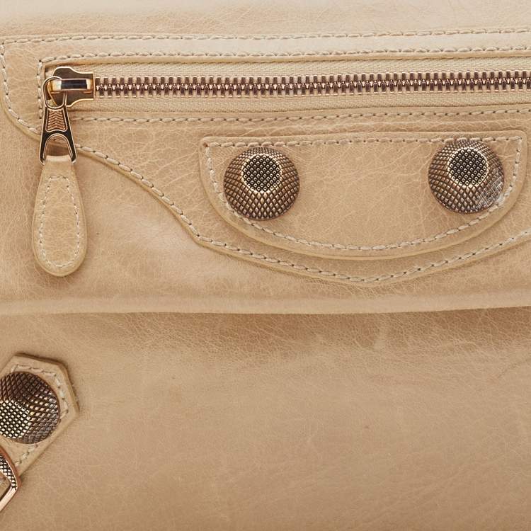 Pre Owned Balenciaga Praline Leather GGH Envelope Clutch