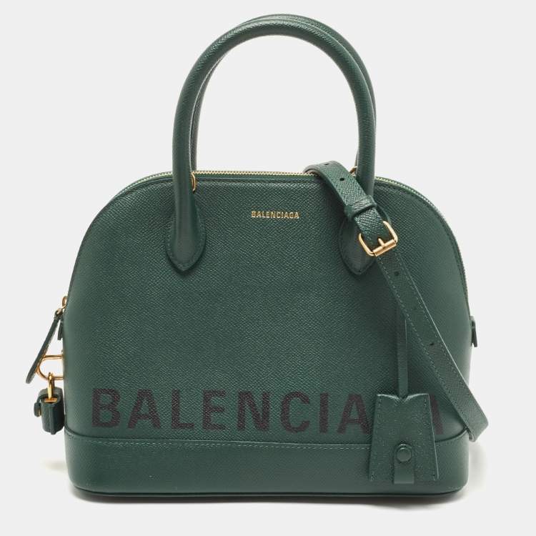 Pre Owned Balenciaga Dark Green Leather Small Ville Satchel