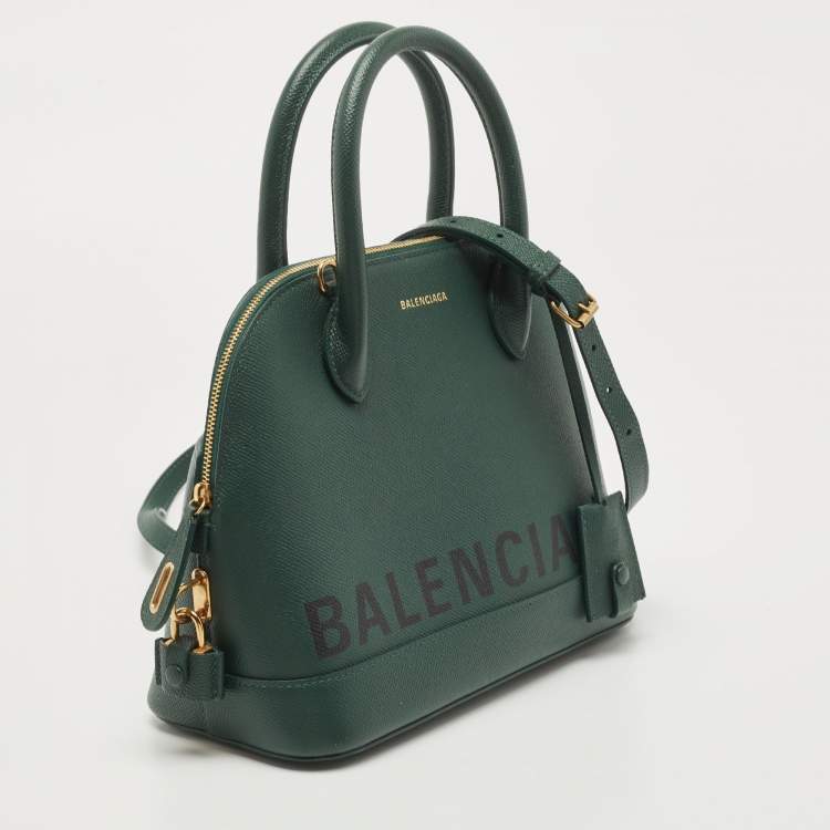 Pre Owned Balenciaga Dark Green Leather Small Ville Satchel