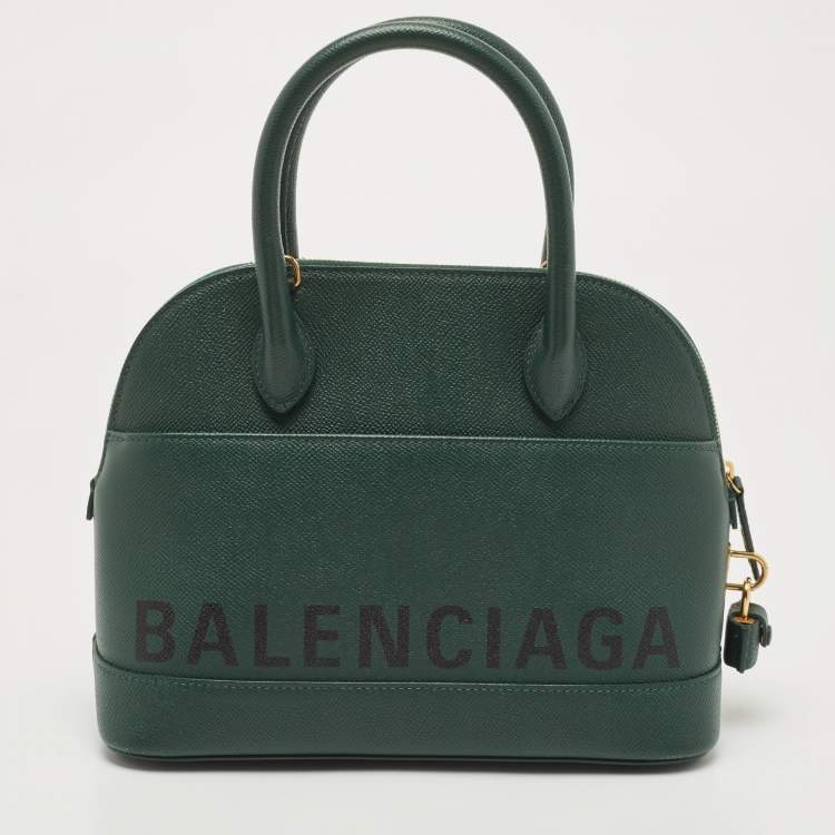 Pre Owned Balenciaga Dark Green Leather Small Ville Satchel