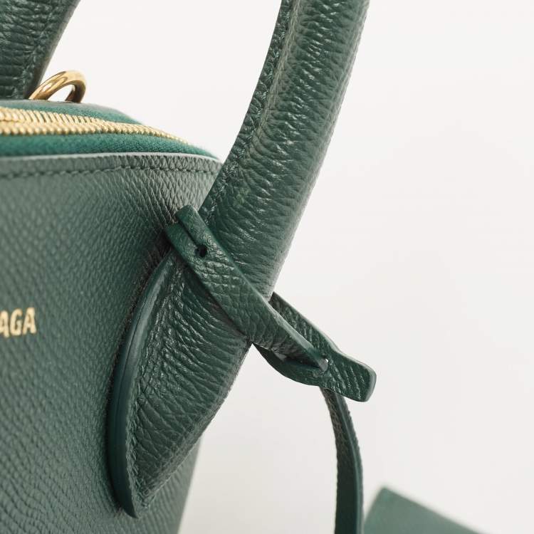 Pre Owned Balenciaga Dark Green Leather Small Ville Satchel