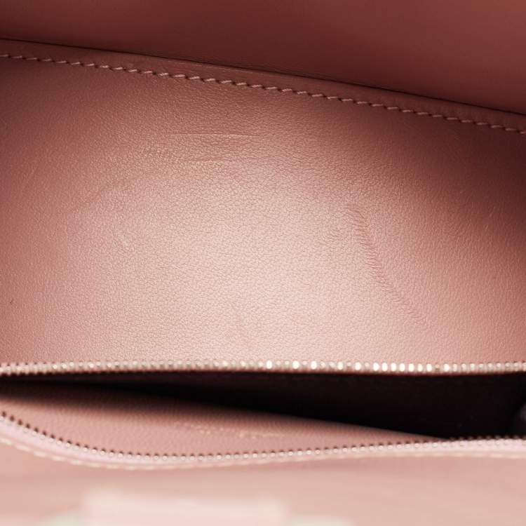 Pre Owned Balenciaga Light Pink Croc Embossed Leather Small Hourglass Top Handle Bag