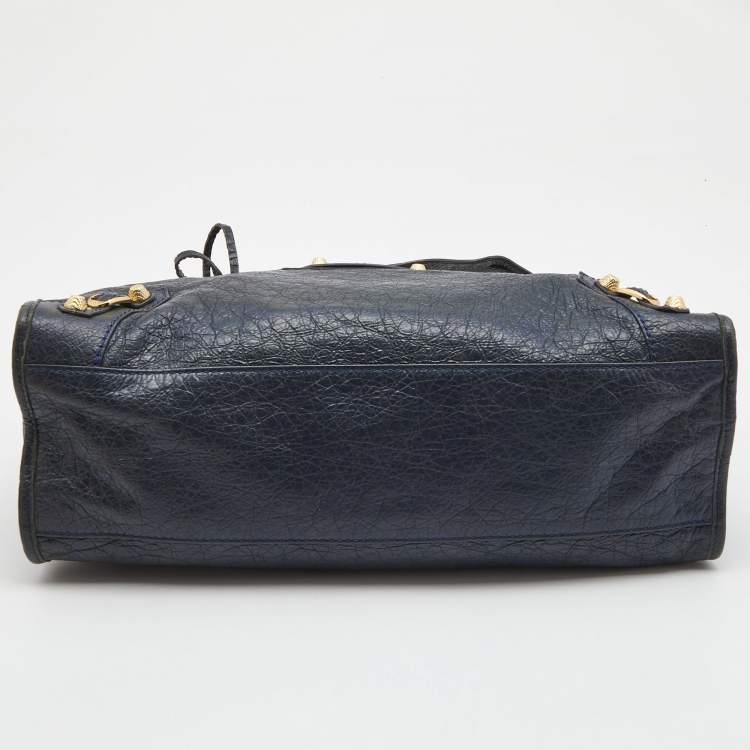 Pre Owned Balenciaga Dark Blue Leather RGH City Tote