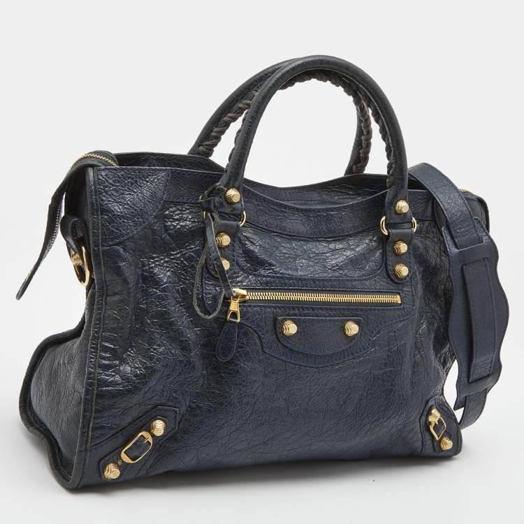 Pre Owned Balenciaga Dark Blue Leather RGH City Tote