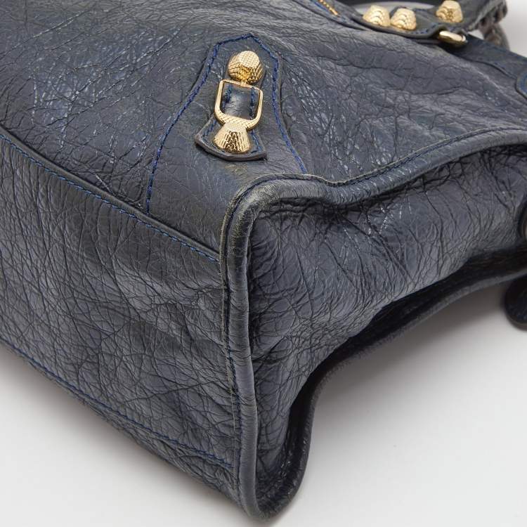 Pre Owned Balenciaga Dark Blue Leather RGH City Tote