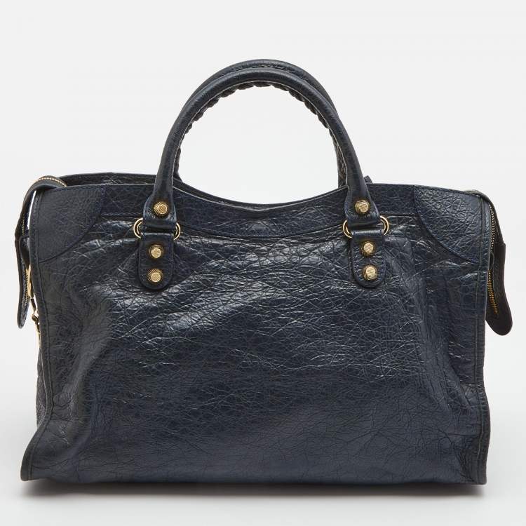 Pre Owned Balenciaga Dark Blue Leather RGH City Tote
