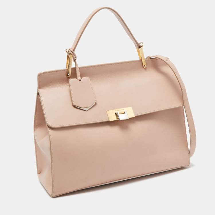 Pre Owned Balenciaga Pink Leather Le Dix Cartable Top Handle Bag