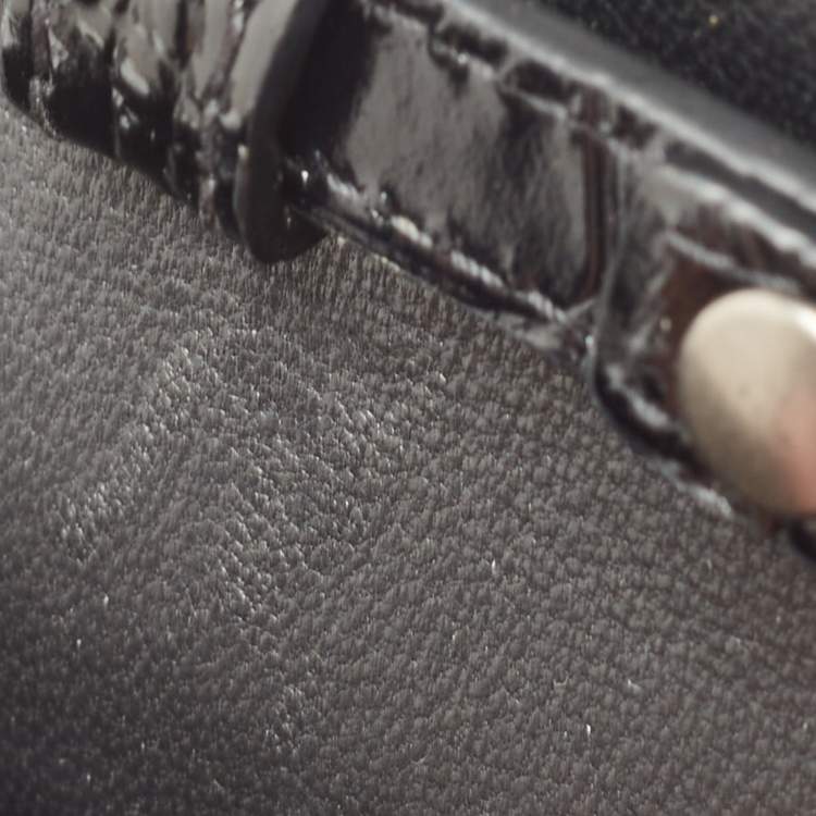 Pre Owned Balenciaga Black Croc Embossed Leather Hourglass Wallet on Chain