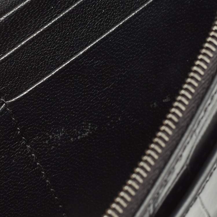 Pre Owned Balenciaga Black Croc Embossed Leather Hourglass Wallet on Chain