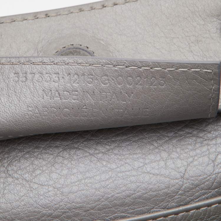 Pre Owned Balenciaga Grey Leather Mini Papier A4 Magnet Tote