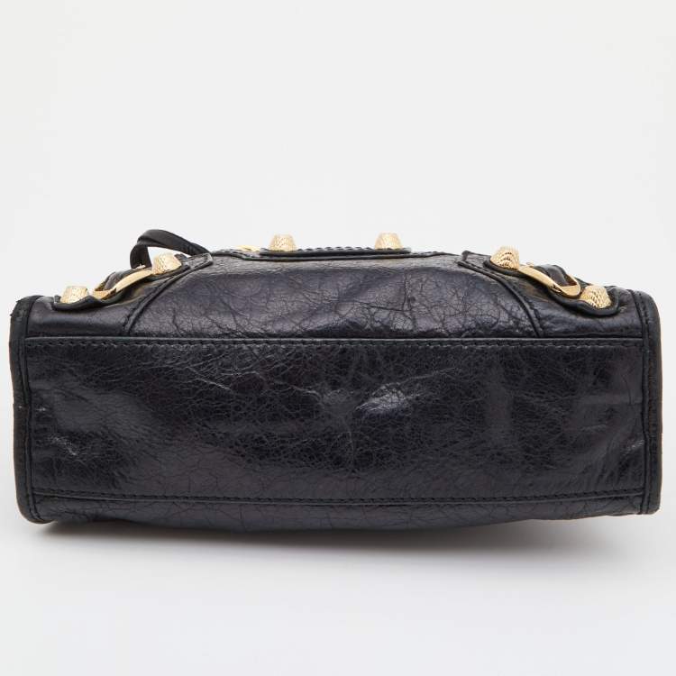 Pre Owned Balenciaga Black Leather Mini RH City Bag