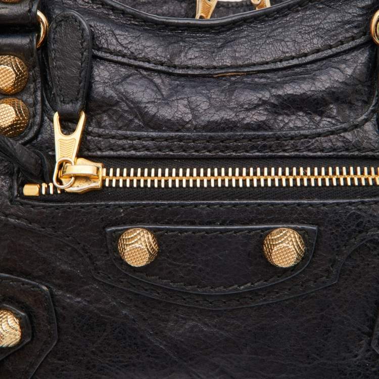 Pre Owned Balenciaga Black Leather Mini RH City Bag