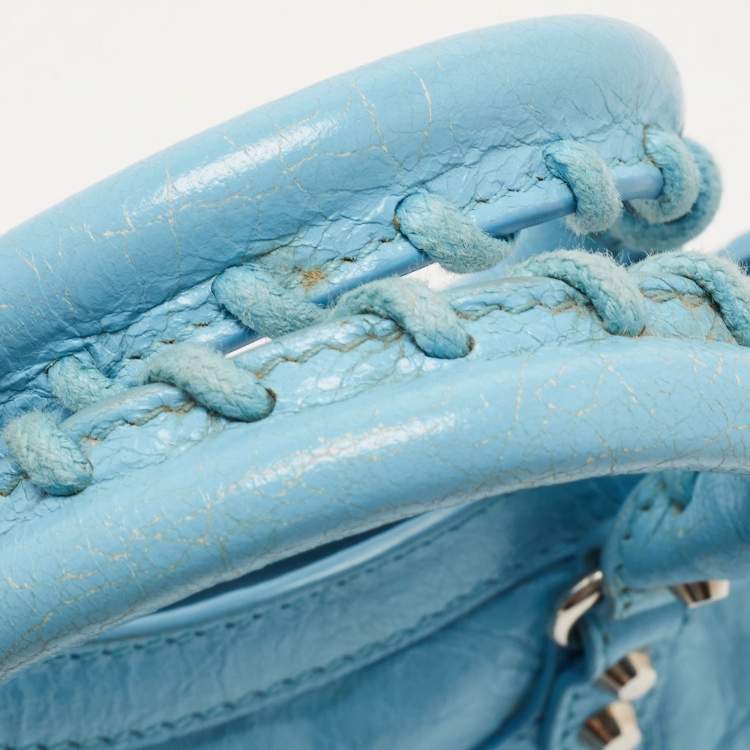 Pre Owned Balenciaga Blue Leather Nano Classic City Tote